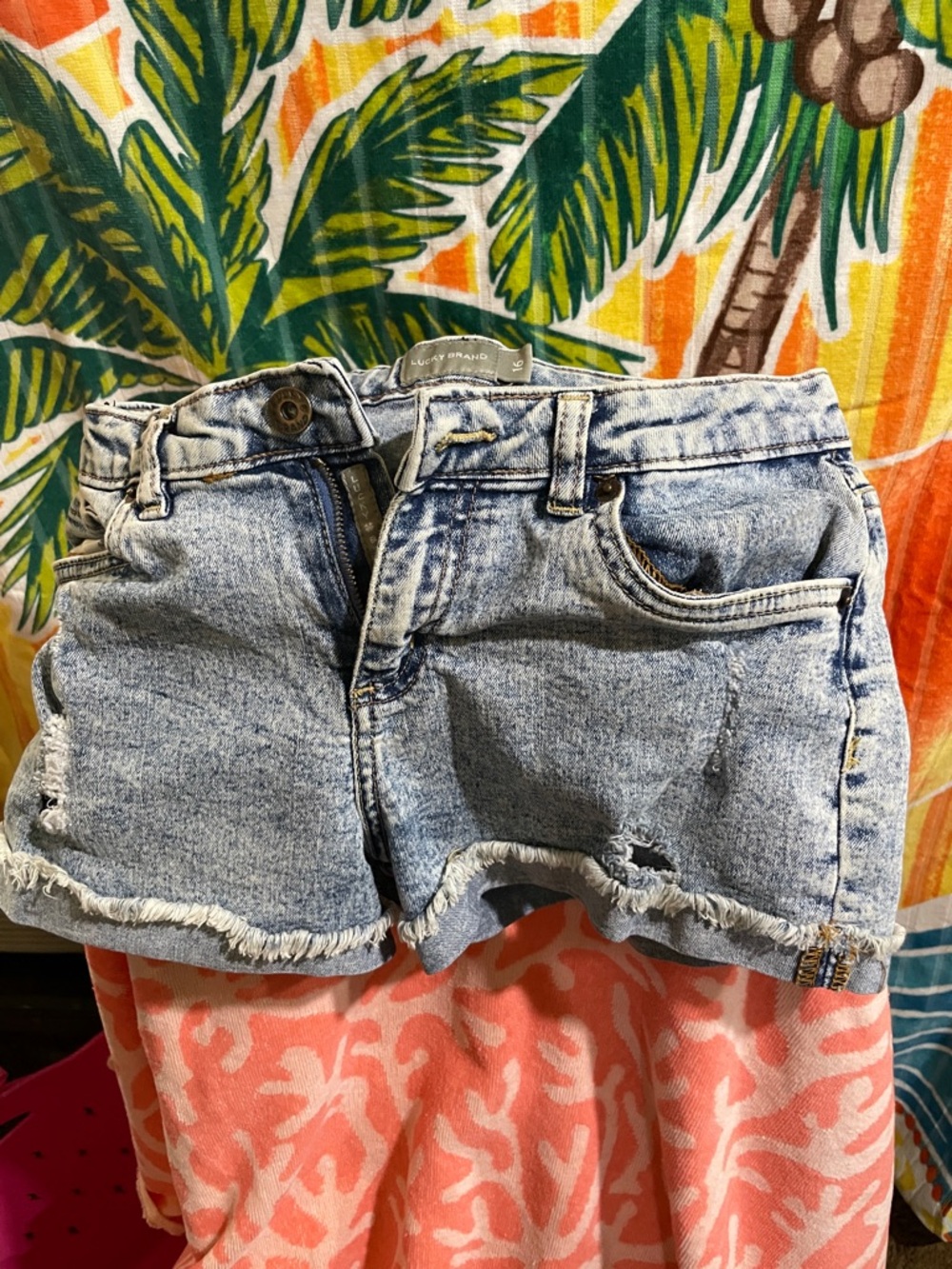 Lucky Brand Light Blue Acid Wash Denim Shorts with Frayed Hem